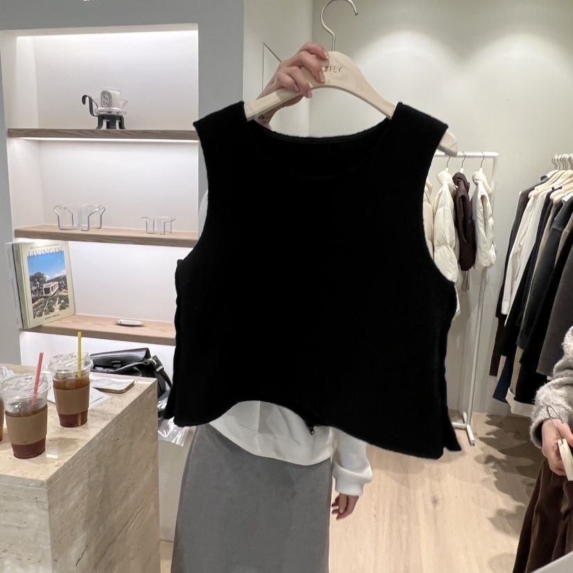 LIFFEY東大門㊣直郵女裝新款推薦25秋冬吊帶背心紐扣背心羊毛LIFFEY吊帶/背心