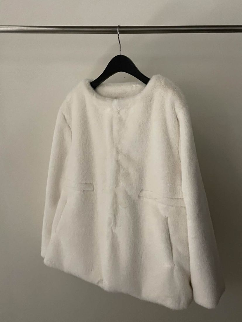 FLAT GARDEN/LA MUETTE/JAMIESTONE韓國代購㊣女士新品25秋冬短款大衣貂皮圍巾FLAT GARDEN/LA MUETTE/JAMIESTONE短款大衣