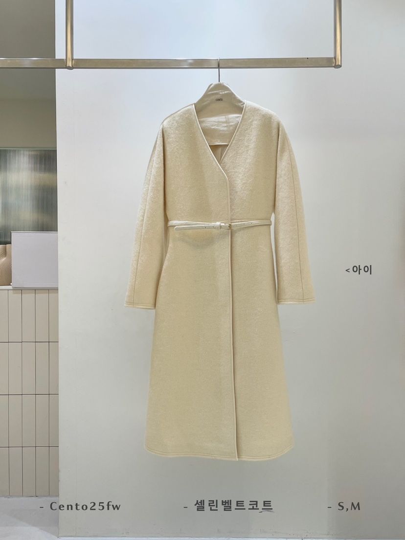 CENTO東大門㊣實拍女裝新品熱賣推薦時尚休閑中長款大衣含腰帶CENTO中長款大衣