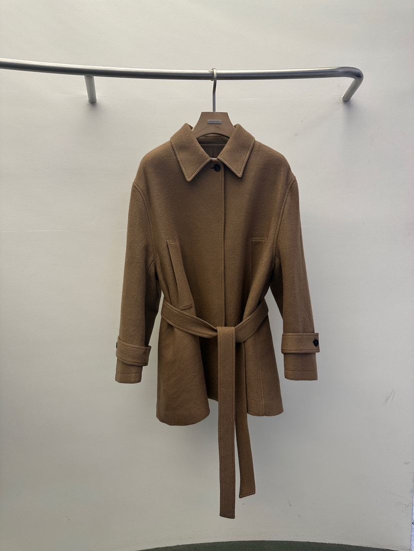 WIDA-P韓國代購㊣女士新款推薦時尚熱賣休閑短款大衣含腰帶WIDA/RENEJ短款大衣