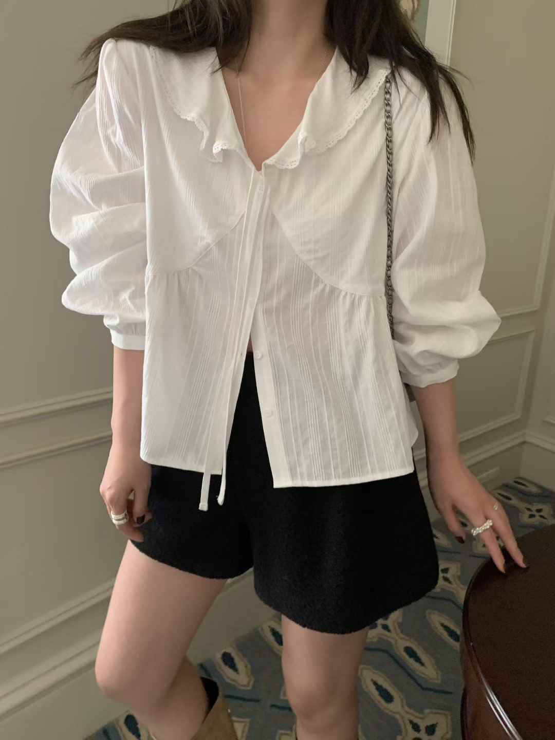 MELLOUNGE-멜라운지-T東大門㊣實拍女士新品推薦襯衫蕾絲衫MELLOUNGE-T襯衫/蕾絲衫