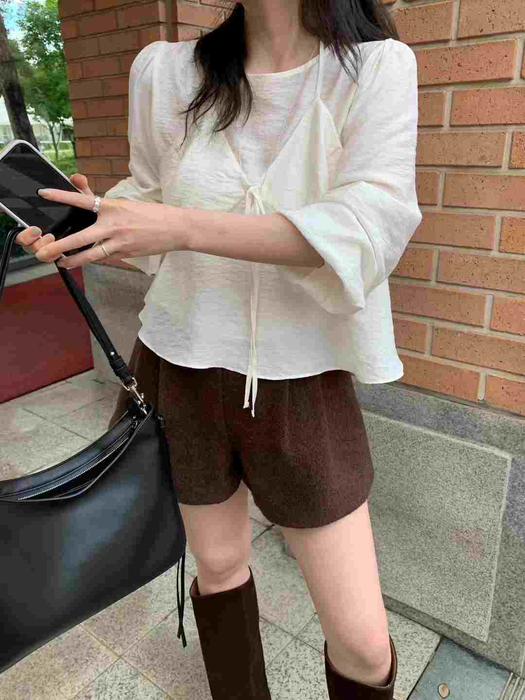 MELLOUNGE-멜라운지-T韓國直郵㊣女裝新品25秋冬襯衫蕾絲衫MELLOUNGE-T襯衫/蕾絲衫