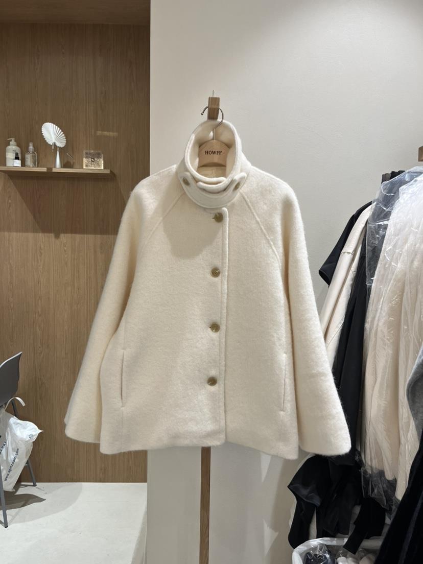 HOWFF東大門㊣代購女裝新品休閑推薦時尚職業熱賣短款大衣羊駝HOWFF短款大衣