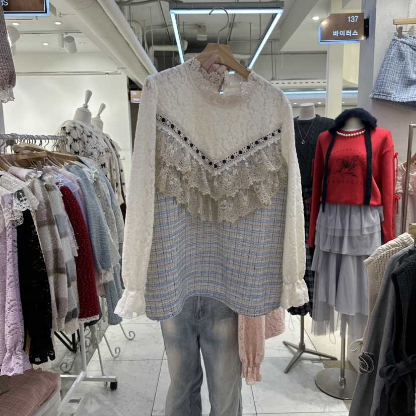 MS東大門㊣代購女士新品熱賣休閑真品職業推薦25秋冬襯衫蕾絲衫MS襯衫/蕾絲衫