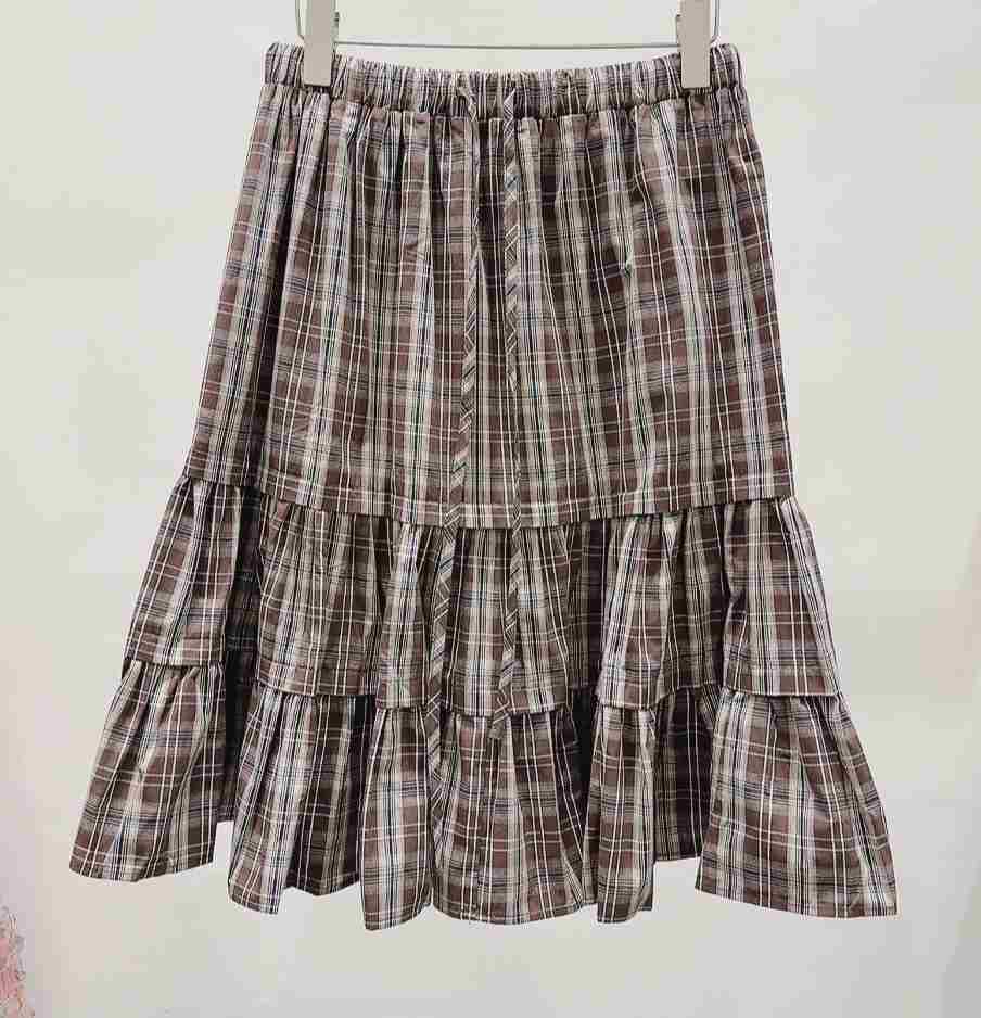 AWESOME-P韓國代購㊣女裝新款休閑職業真品半身裙中短裙格子AWESOME-P半身裙/中短裙