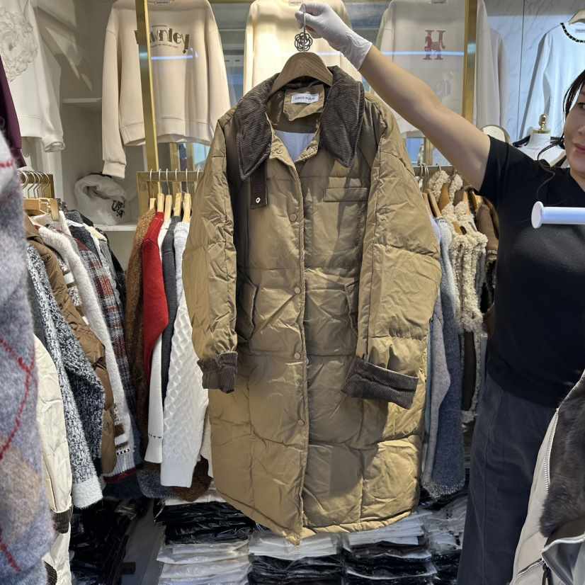 COCO HOLIC東大門㊣直郵女士新款25秋冬熱賣長款羽絨服燈芯絨COCO HOLIC長款羽絨服
