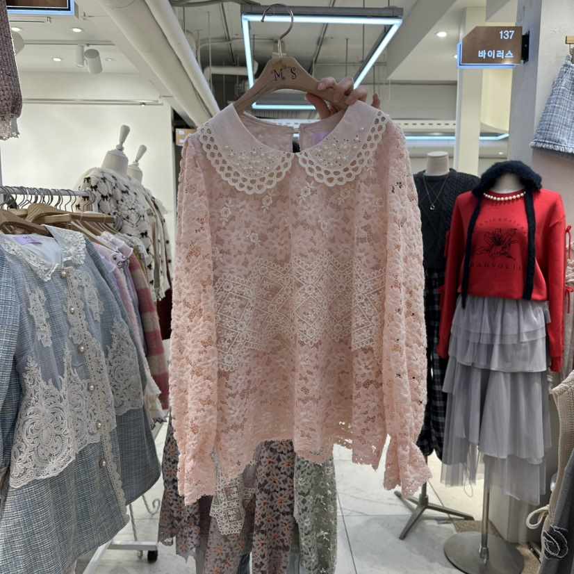 MS東大門㊣實拍女裝新款人氣25秋冬休閑推薦職業襯衫蕾絲衫MS襯衫/蕾絲衫