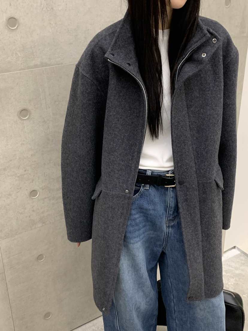 RIVER RAIN東大門㊣實拍女裝新款人氣真品25秋冬中長款大衣高領RIVER RAIN中長款大衣