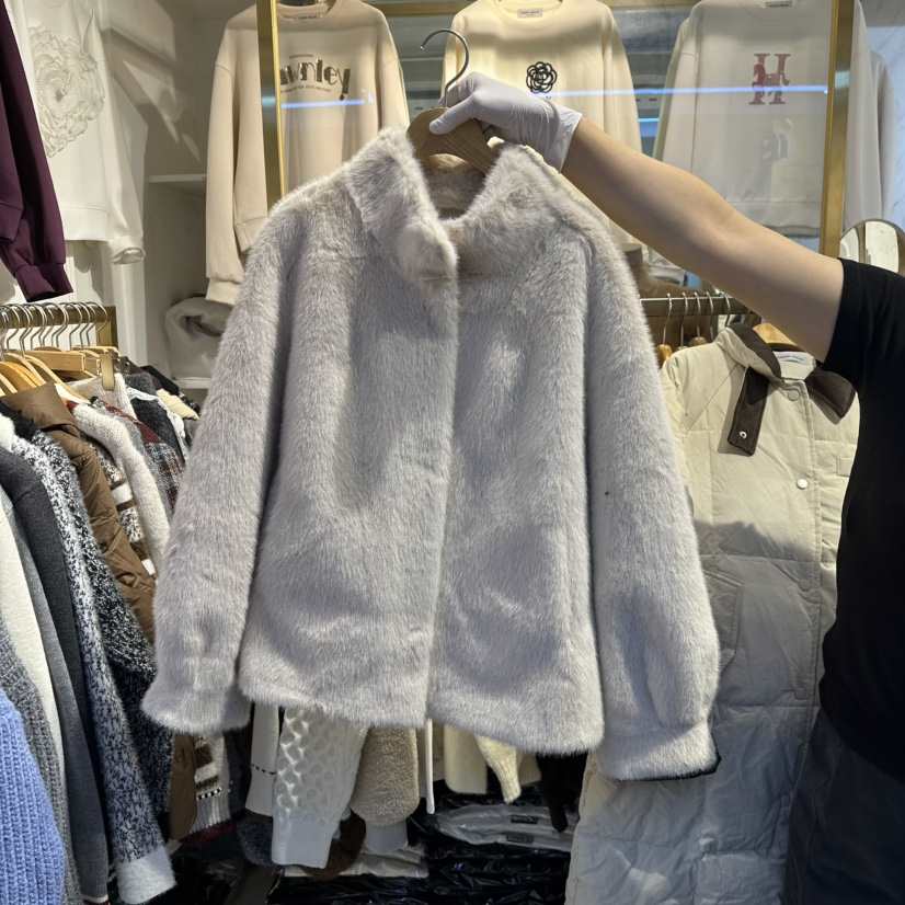 COCO HOLIC韓國直郵㊣女裝新品人氣真品推薦25秋冬短款大衣毛皮COCO HOLIC短款大衣