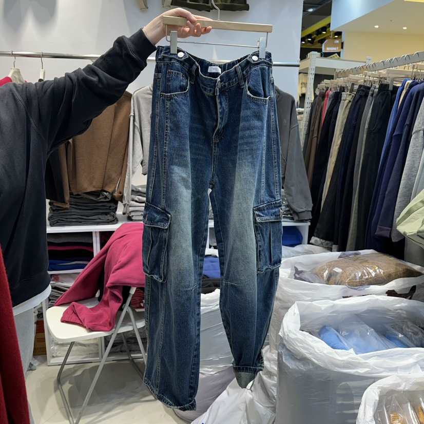 WASHBLUE東大門㊣代購女裝新款真品25秋冬牛仔褲工裝褲打折復古WASHBLUE牛仔褲