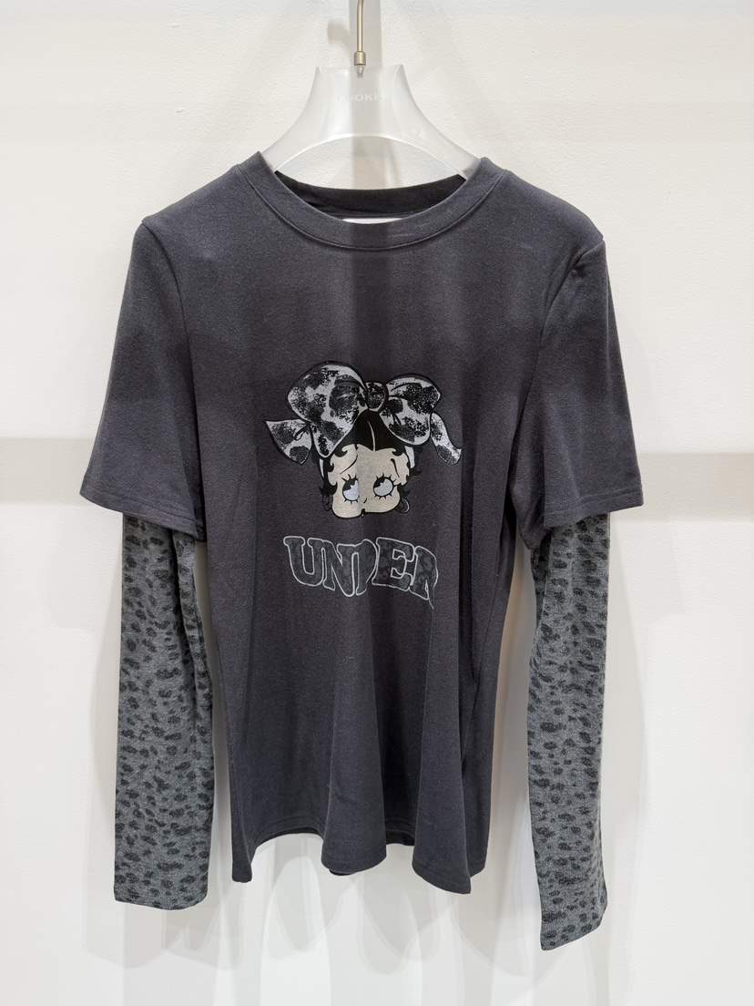 LOOKK韓國代購㊣女士新品25秋冬時尚人氣推薦長袖T恤假兩件LOOKK長袖T恤