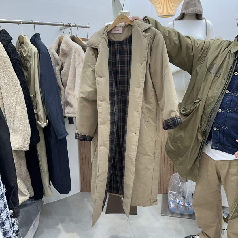 DELIGHT-Q韓國直郵㊣女裝新款時尚推薦休閑25秋冬長款風衣棉DELIGHT-Q長款風衣