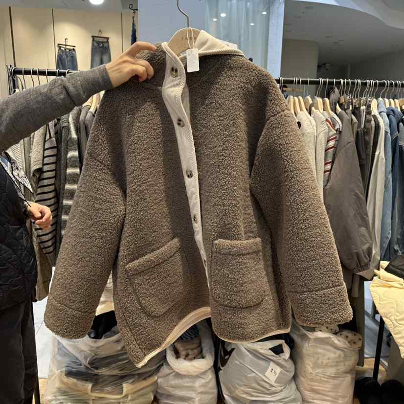 TARA東大門㊣代購女裝新品職業真品25秋冬時尚夾克連帽衫抓絨TARA夾克