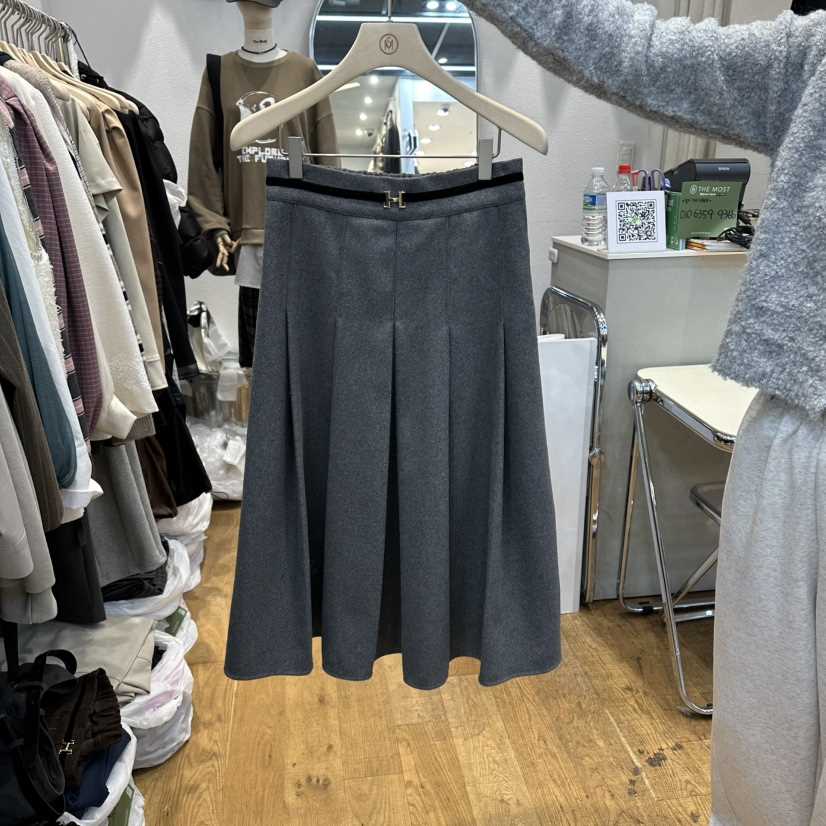 THE MOST-Q韓國直郵㊣女士新品休閑熱賣職業長裙羊毛腰帶THE MOST長裙