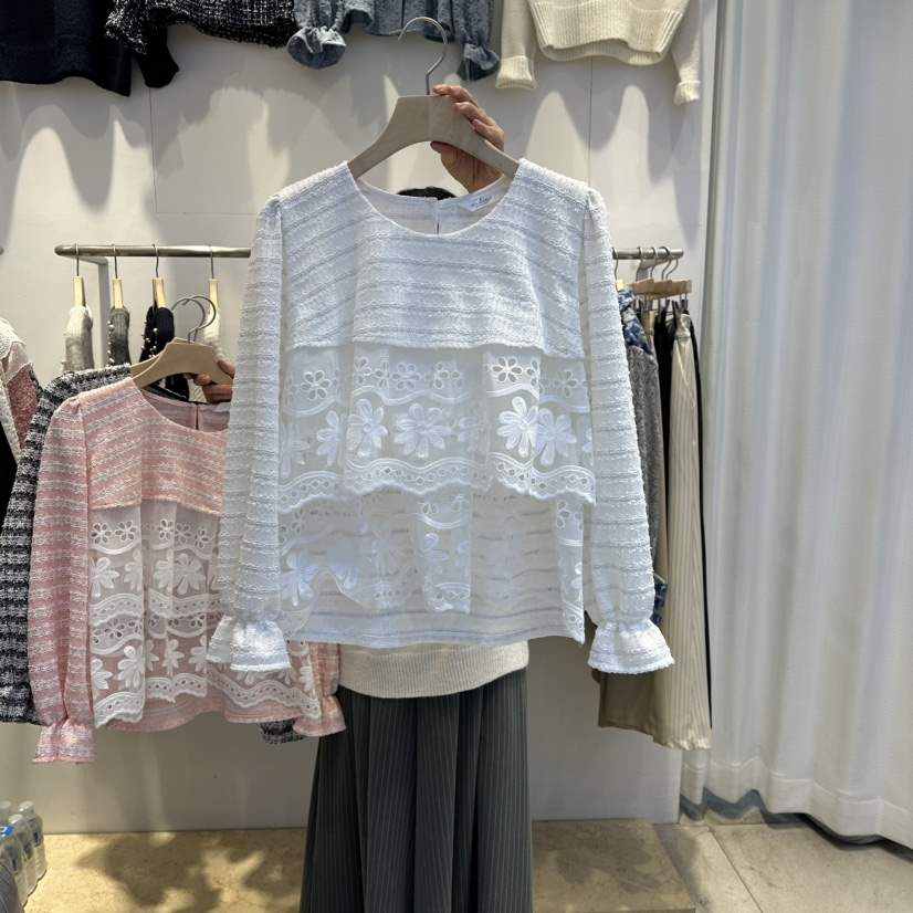 LADYBUG+ADORABLE韓國代購㊣女裝新品人氣25秋冬襯衫蕾絲衫LADYBUG/Adorable襯衫/蕾絲衫