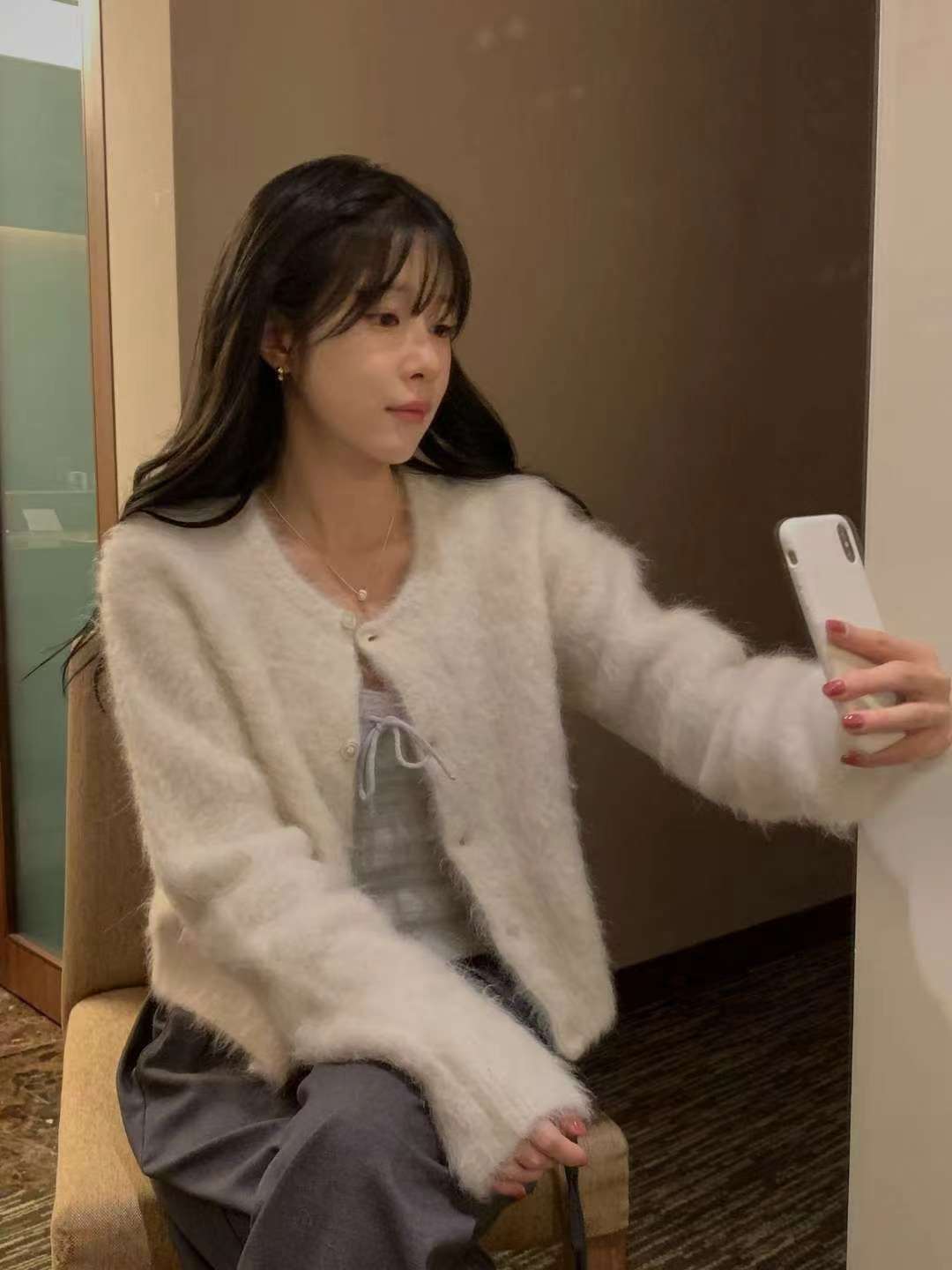 MIELLE-미엘르-OT韓國直郵㊣女裝新款時尚職業針織衫開襟衫MIELLE-미엘르-OT針織衫