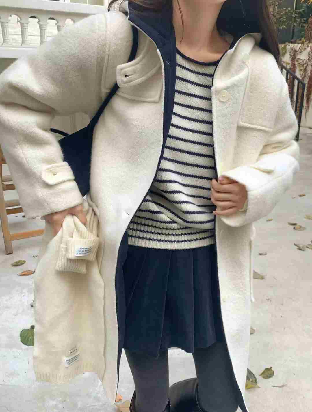 CALLMYNAME東大門㊣直郵女士新品時尚職業熱賣中長款大衣連帽Call my name中長款大衣