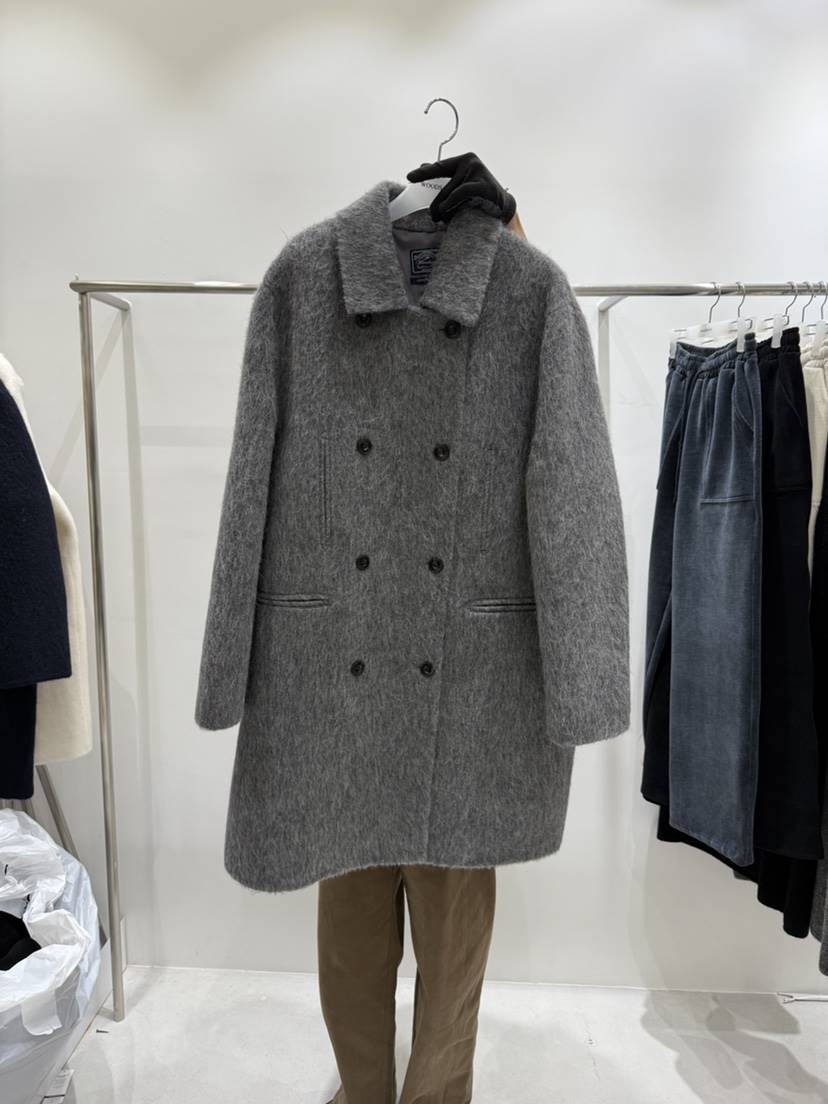 WOOD SAGE韓國直郵㊣女士新品職業時尚中長款大衣羊駝毛毛絨WOOD SAGE中長款大衣