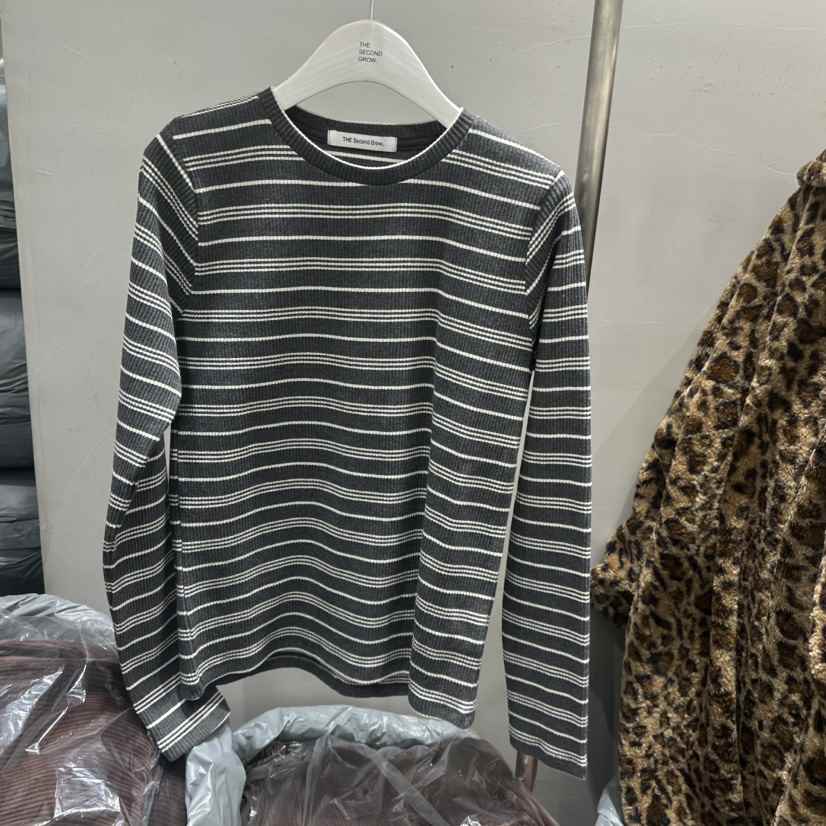 THE SECOND GROW東大門㊣直郵女士新款職業時尚針織衫條紋THE SECOND GROW針織衫