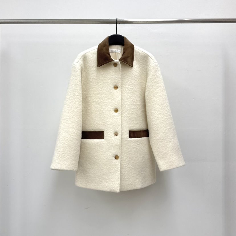 RIVER東大門㊣代購女士新款職業真品休閑熱賣25秋冬短款大衣羊駝WATER/RIVER短款大衣