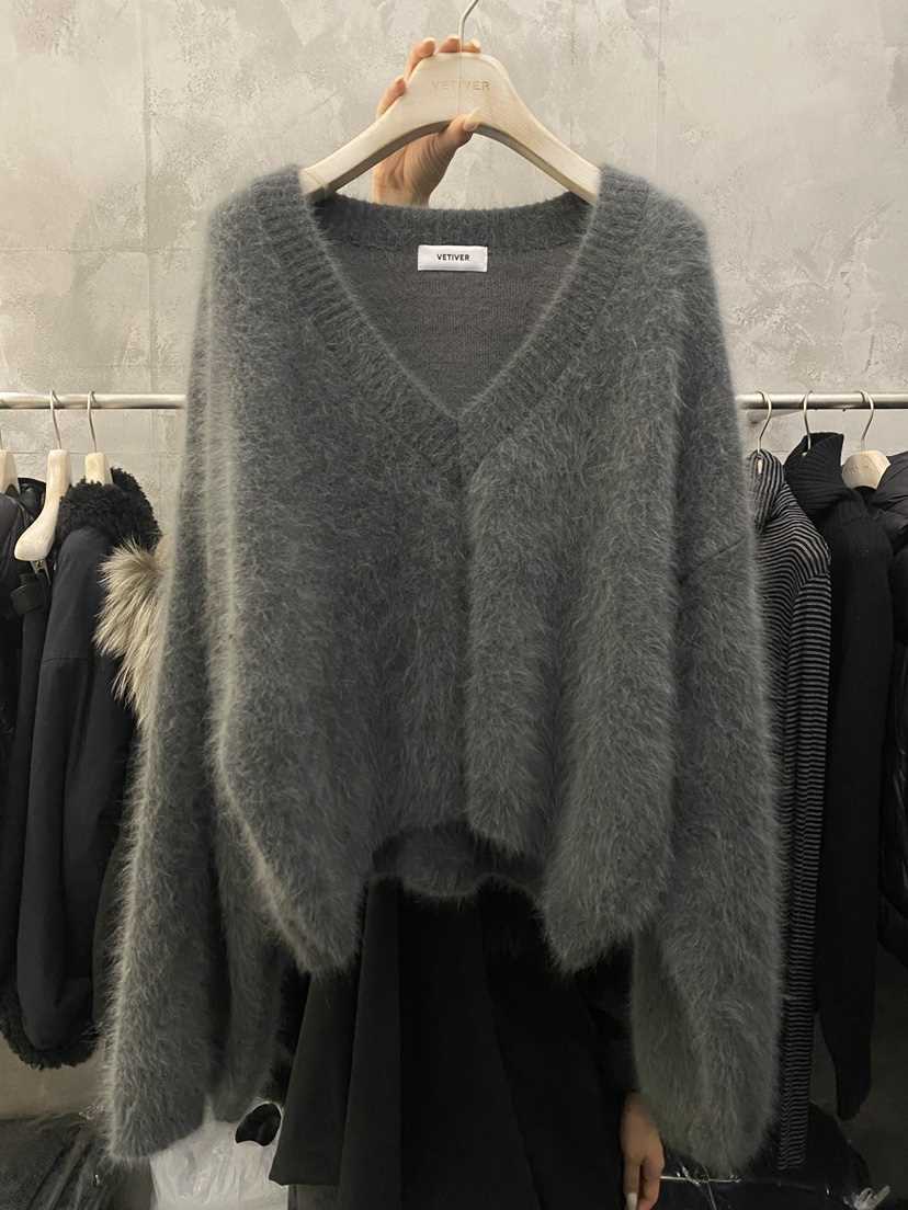 THE VETIVER-A東大門㊣代購女士新品人氣時尚針織衫V領毛絨VETIVER針織衫