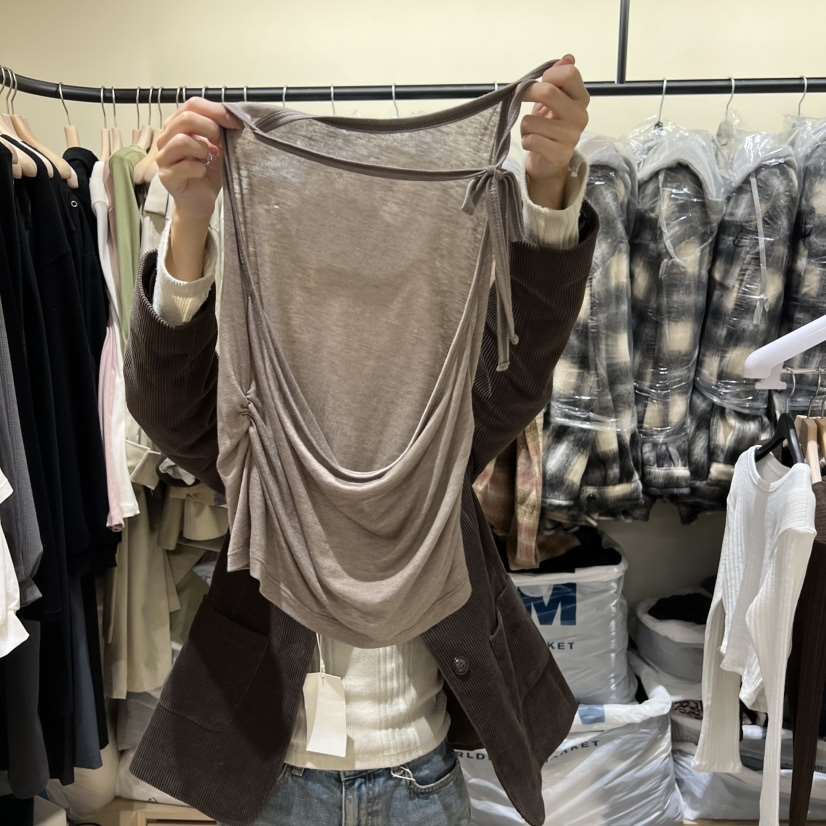 MEMOIRE韓國代購㊣女士新品推薦時尚人氣25秋冬真品吊帶背心MEMOIRE吊帶/背心