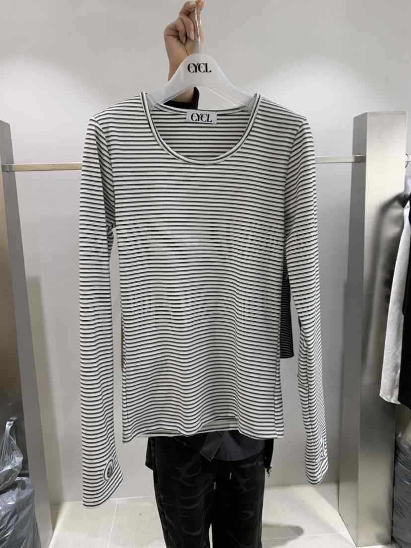 EYEL韓國直郵㊣女士新款真品推薦25秋冬休閑熱賣長袖T恤條紋EYEL長袖T恤