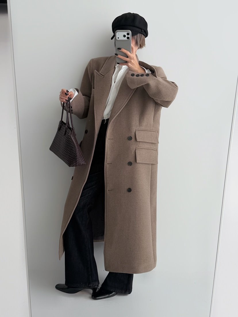 RED-J-레드.J-T韓國代購㊣女裝新品人氣推薦中長款大衣RED-J中長款大衣