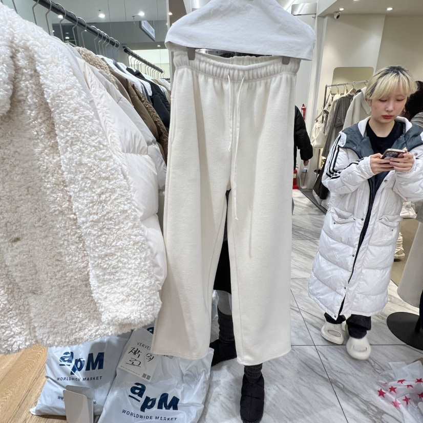 VERVEINE韓國代購㊣女士新品真品25秋冬職業人氣休閑褲抓絨VERVEINE休閑褲