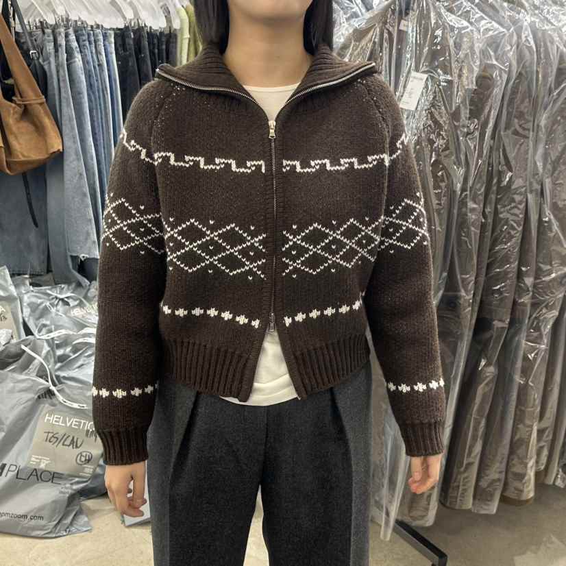 HELVETICA韓國代購㊣女裝新款時尚職業人氣25秋冬針織衫拉鏈HELVETICA針織衫