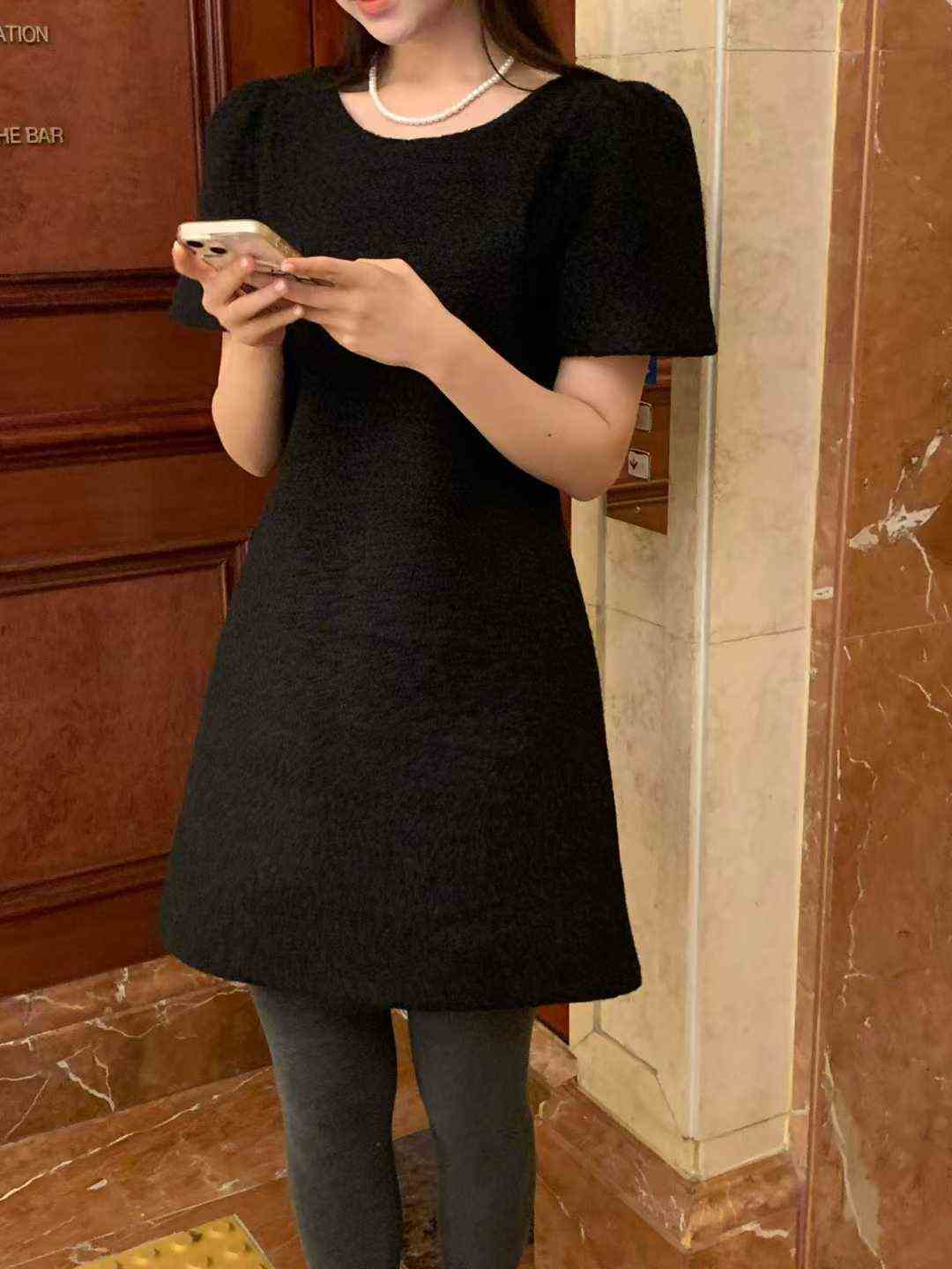 ALL OVER東大門㊣代購女士新品時尚25秋冬人氣休閑連衣裙柔軟ALL OVER連衣裙