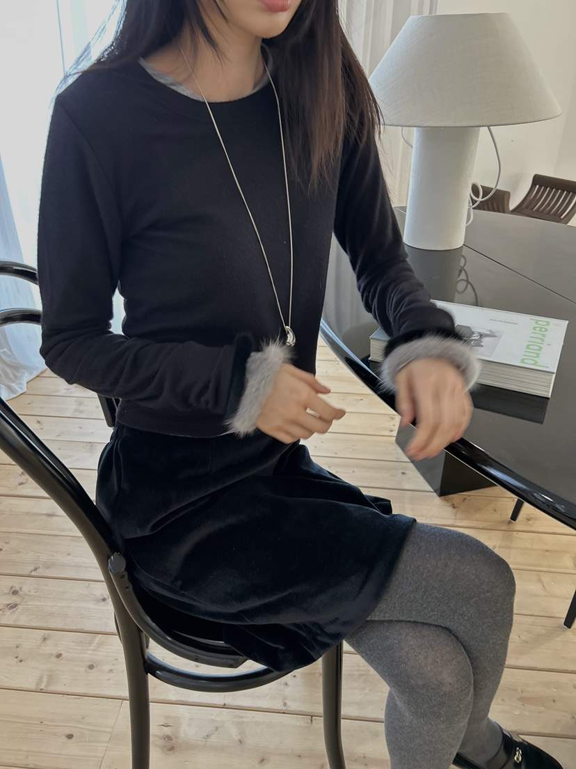 ME MO東大門㊣直郵女士新品人氣真品25秋冬推薦長袖T恤貂皮ME MO長袖T恤