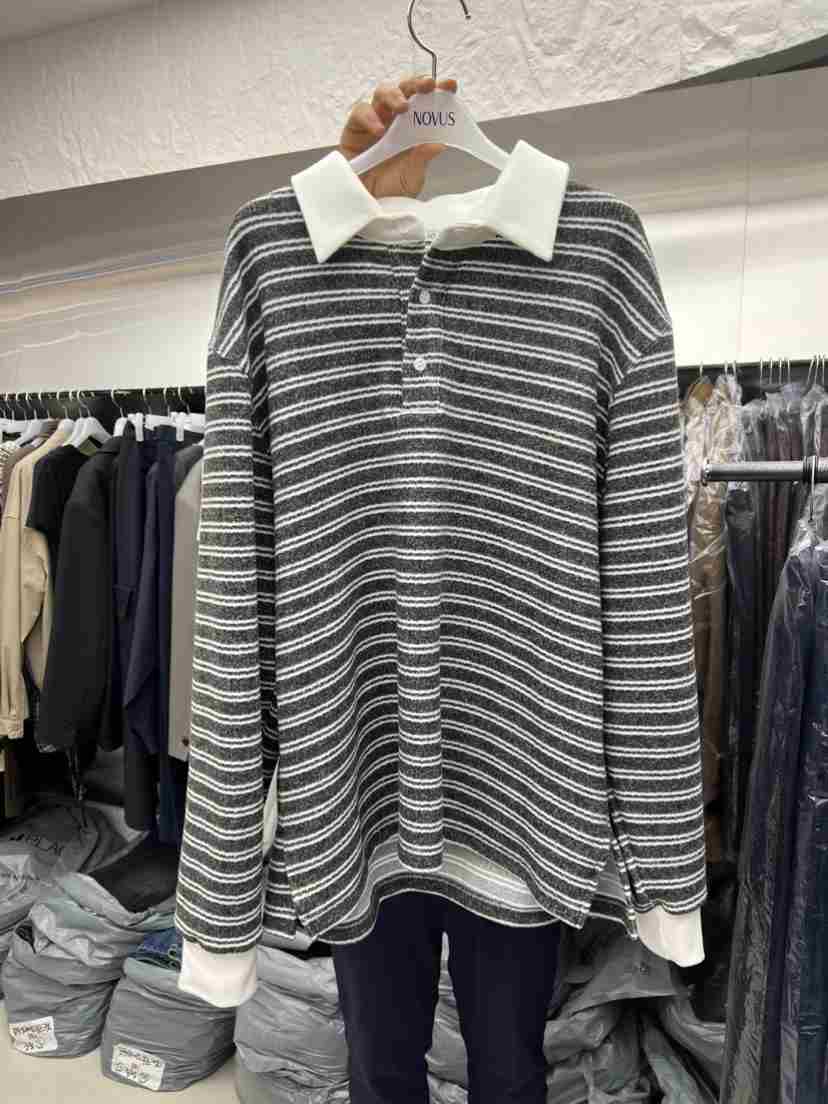 NOVUS東大門㊣代購女裝新款真品職業推薦時尚25秋冬長袖T恤條紋NOVUS長袖T恤