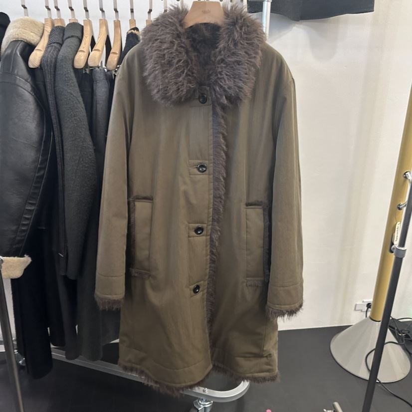 EGG東大門㊣實拍女裝新品職業25秋冬熱賣中長款大衣兩面穿皮草EGG-訂貨周期長中長款大衣