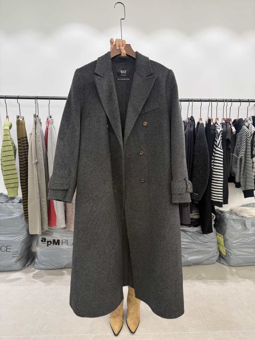 WATERMELON韓國代購㊣女士新款人氣時尚熱賣中長款大衣雙層WATER MELON中長款大衣