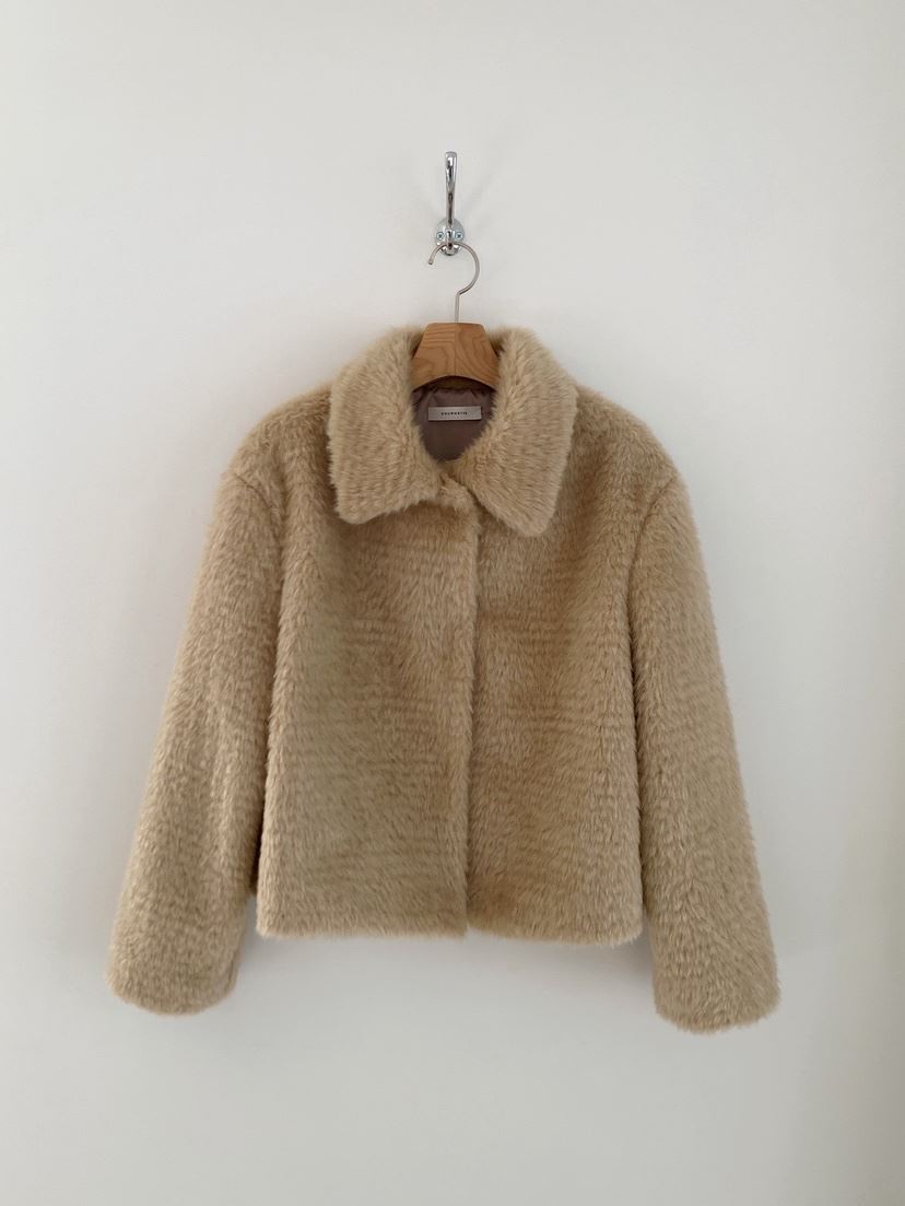 COURGETTE東大門㊣直郵女士新款推薦時尚職業真品短款大衣皮草COURGETTE短款大衣