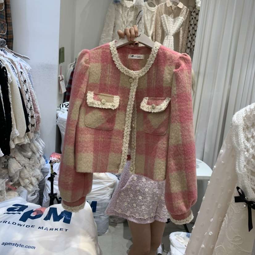 YARD東大門㊣實拍女士新品休閑人氣真品時尚25秋冬夾克格子YARD夾克