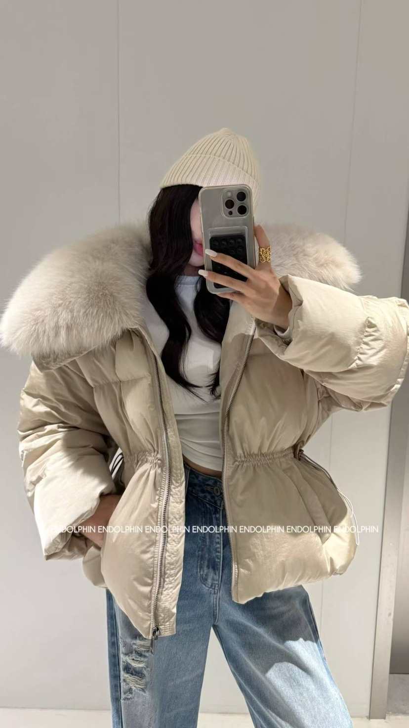 ENDOLPHIN東大門㊣直郵女裝新品熱賣人氣短款羽絨服狐貍填充絨ENDOLPHIN短款羽絨服