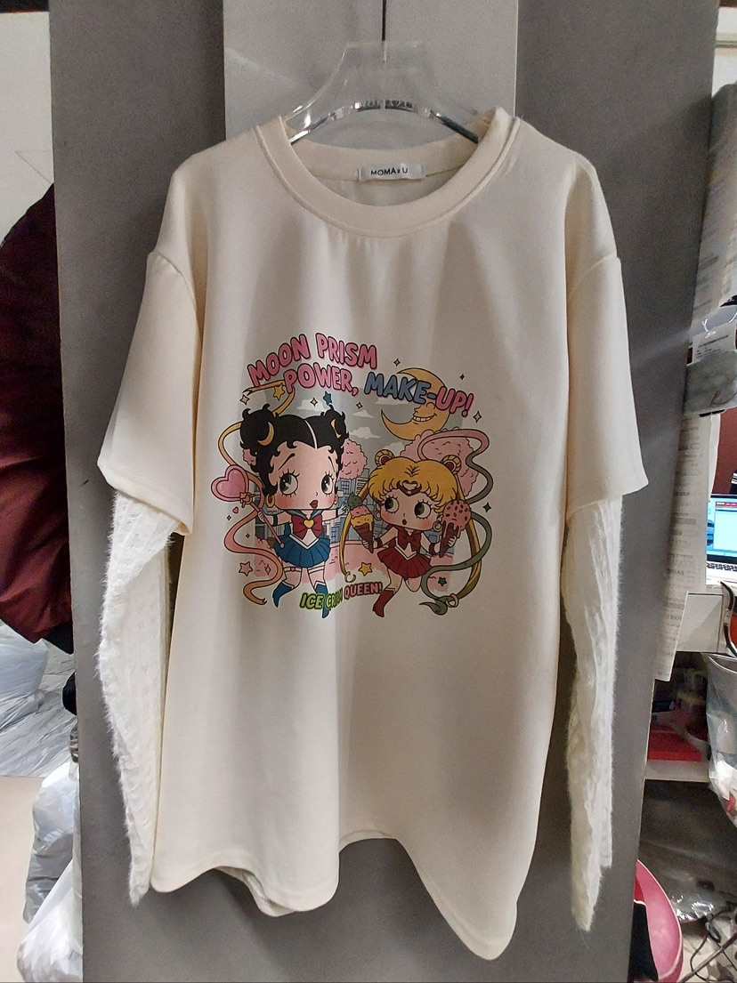 MOMAZU東大門㊣代購女裝新款熱賣休閑人氣真品長袖T恤假兩件MOMAZU長袖T恤