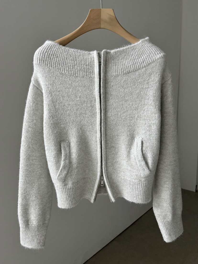 LOWBURN韓國直郵㊣女裝新款職業人氣時尚25秋冬針織衫拉鏈露肩LOWBURN針織衫