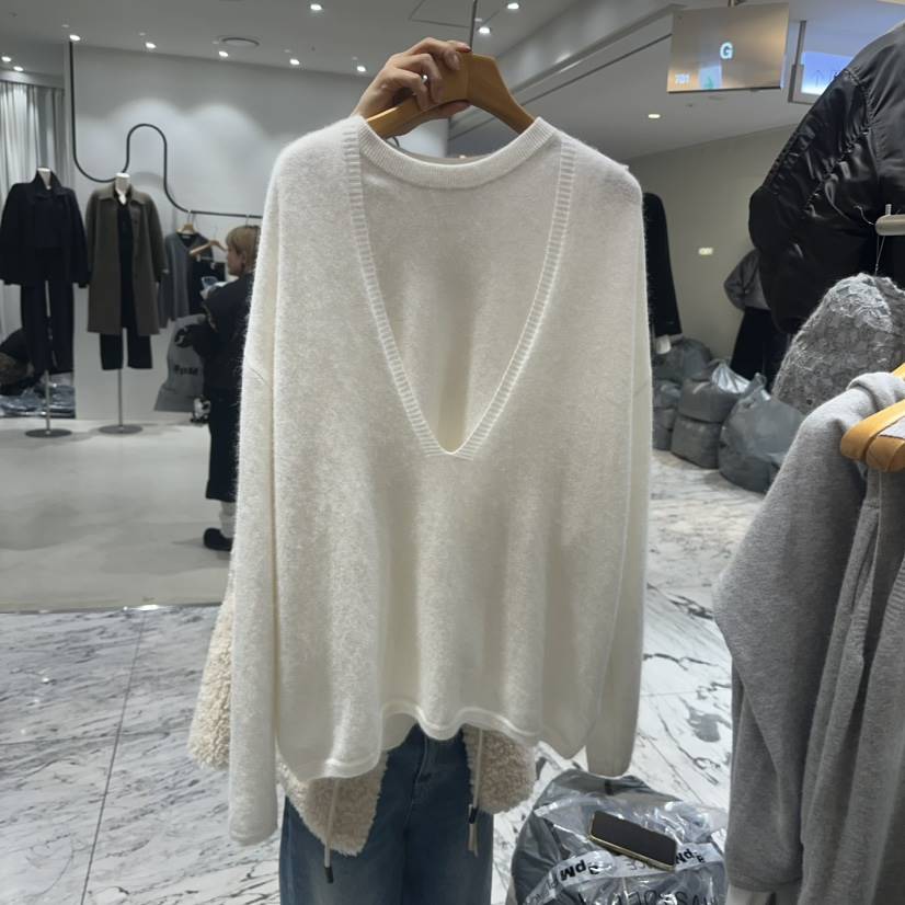 LUCY SALON東大門㊣代購女裝新品休閑時尚針織衫莫代爾V領LUCY SALON針織衫