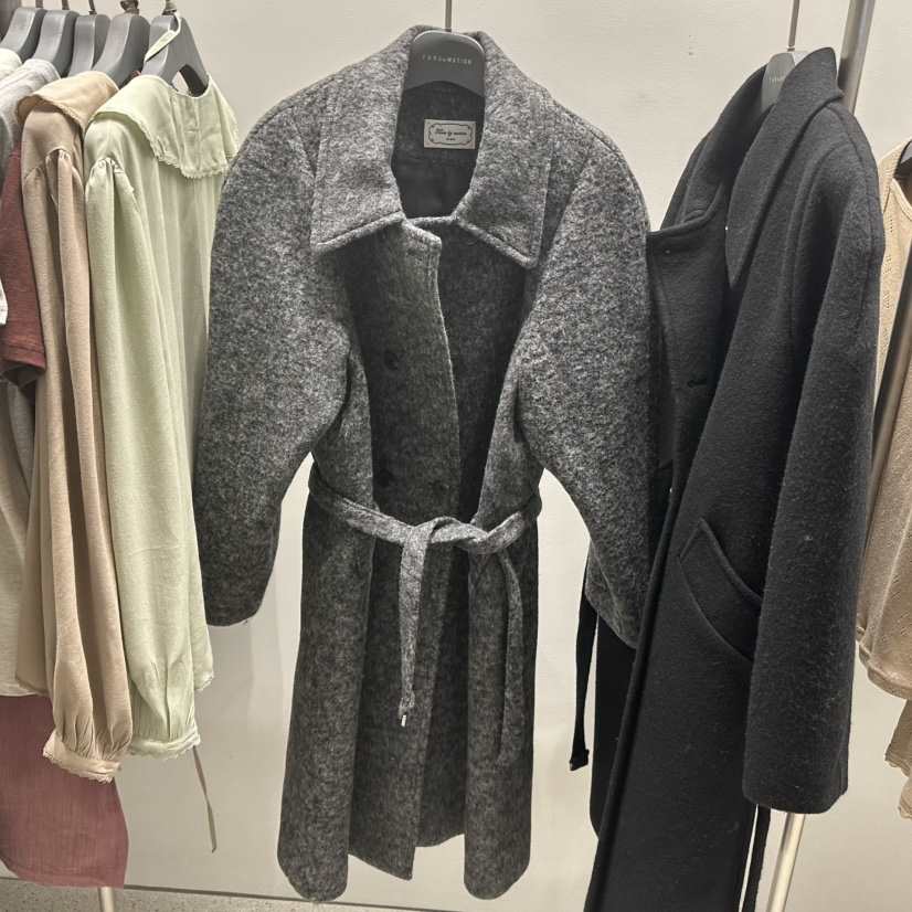 TARABY MOTION韓國直郵㊣女裝新款25秋冬中長款大衣含腰帶超長TARABY MOTION中長款大衣