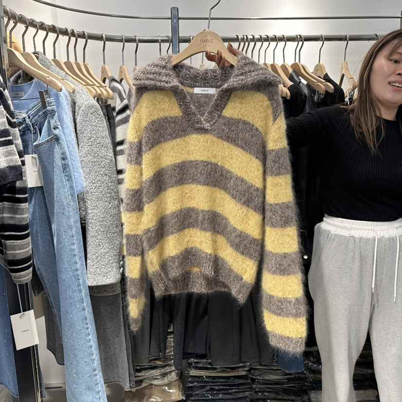 HABLE東大門㊣實拍女裝新品熱賣人氣休閑推薦25秋冬時尚針織衫HABLE針織衫