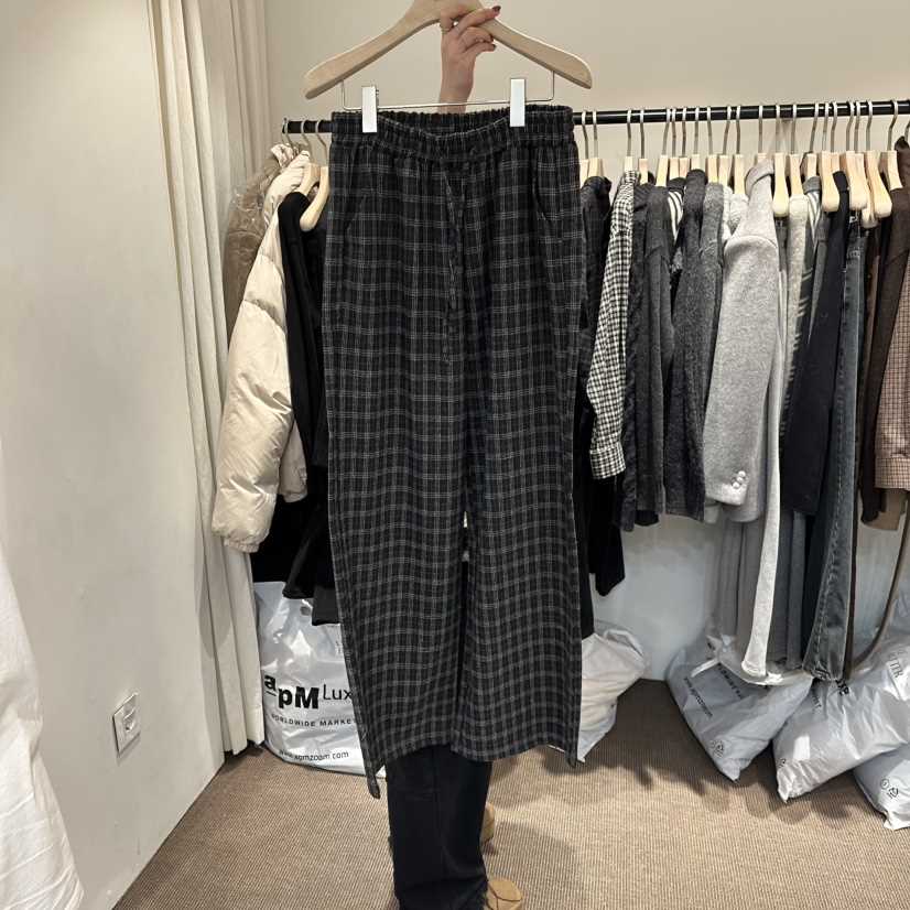 LE BUTTER韓國直郵㊣女裝新款休閑真品時尚人氣休閑褲格子LE BUTTER休閑褲