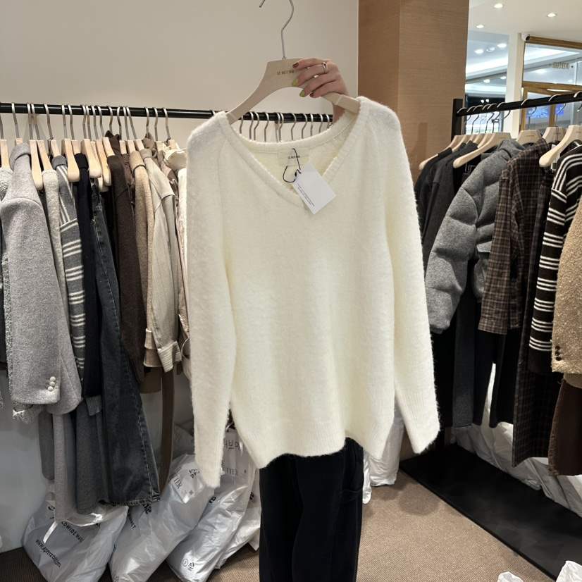 LE BUTTER東大門㊣實拍女裝新款真品人氣25秋冬針織衫羊駝毛V領LE BUTTER針織衫