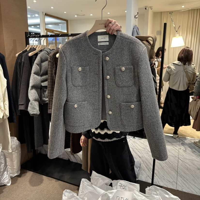 LE BUTTER東大門㊣代購女士新款職業25秋冬休閑夾克粗花呢LE BUTTER夾克