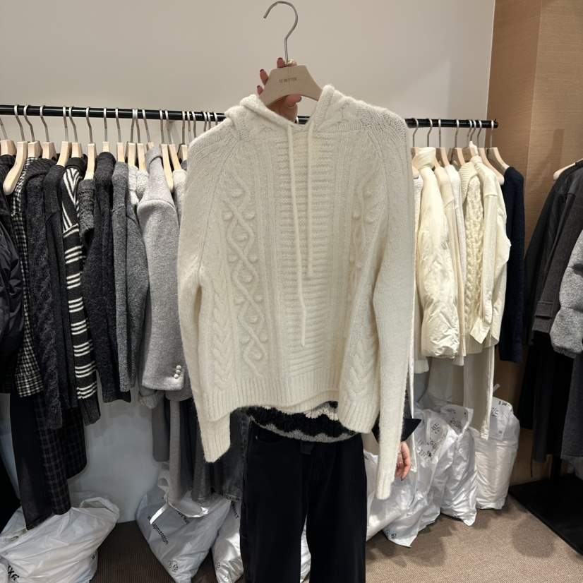 LE BUTTER韓國代購㊣女士新品熱賣針織衫連帽針織衫羊駝毛LE BUTTER針織衫