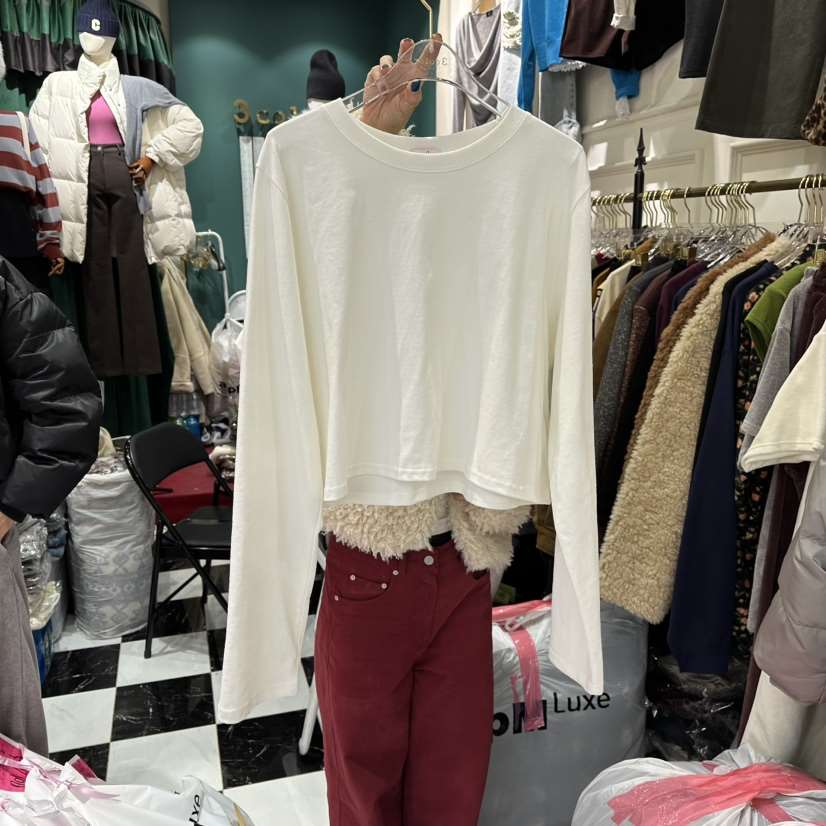 3COLOR韓國代購㊣女裝新款時尚長袖T恤Three color長袖T恤