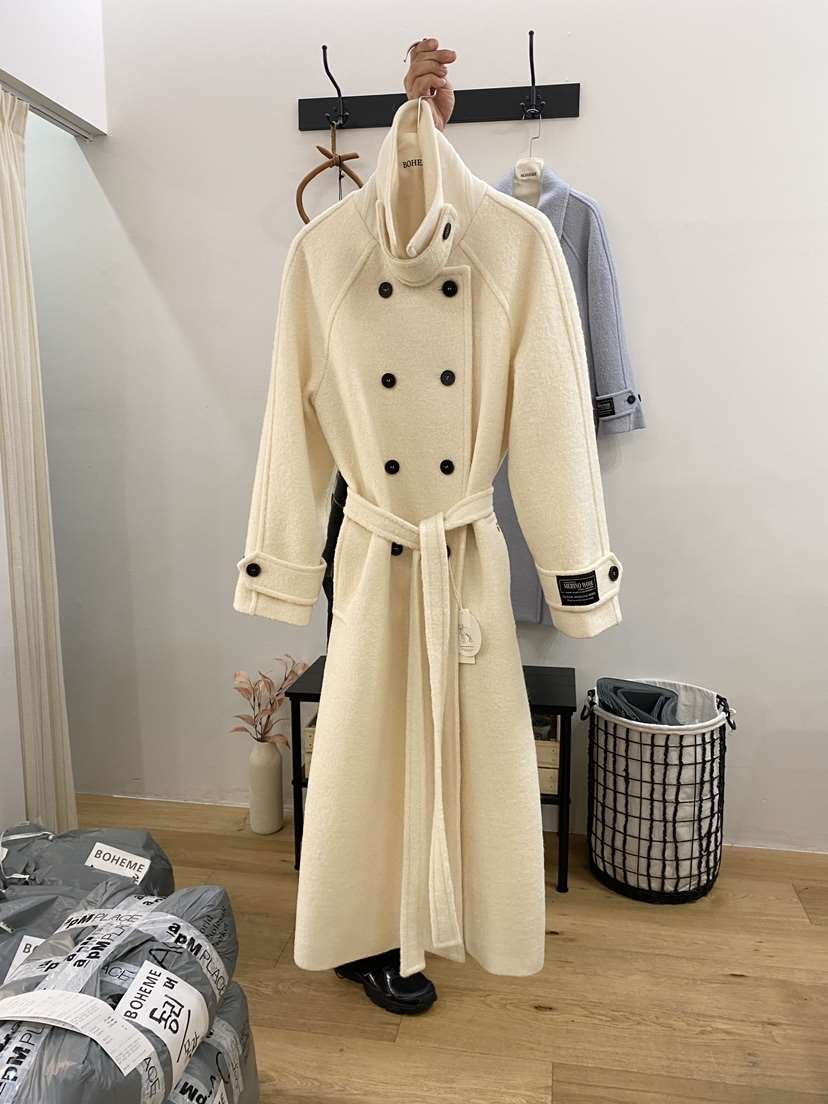 BOHEME東大門㊣代購女裝新款時尚熱賣真品人氣中長款大衣羊毛BOHEME中長款大衣