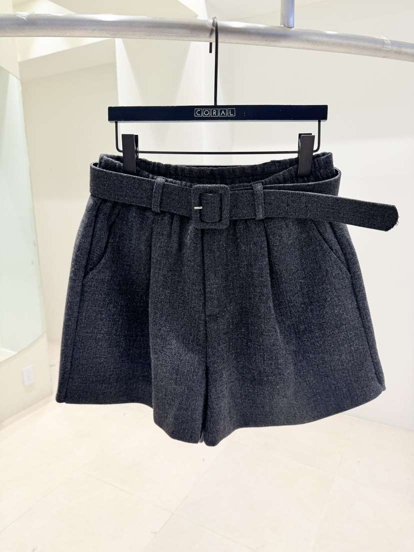 CORAL韓國代購㊣女裝新品真品熱賣推薦時尚人氣短褲含腰帶系帶CORAL短褲